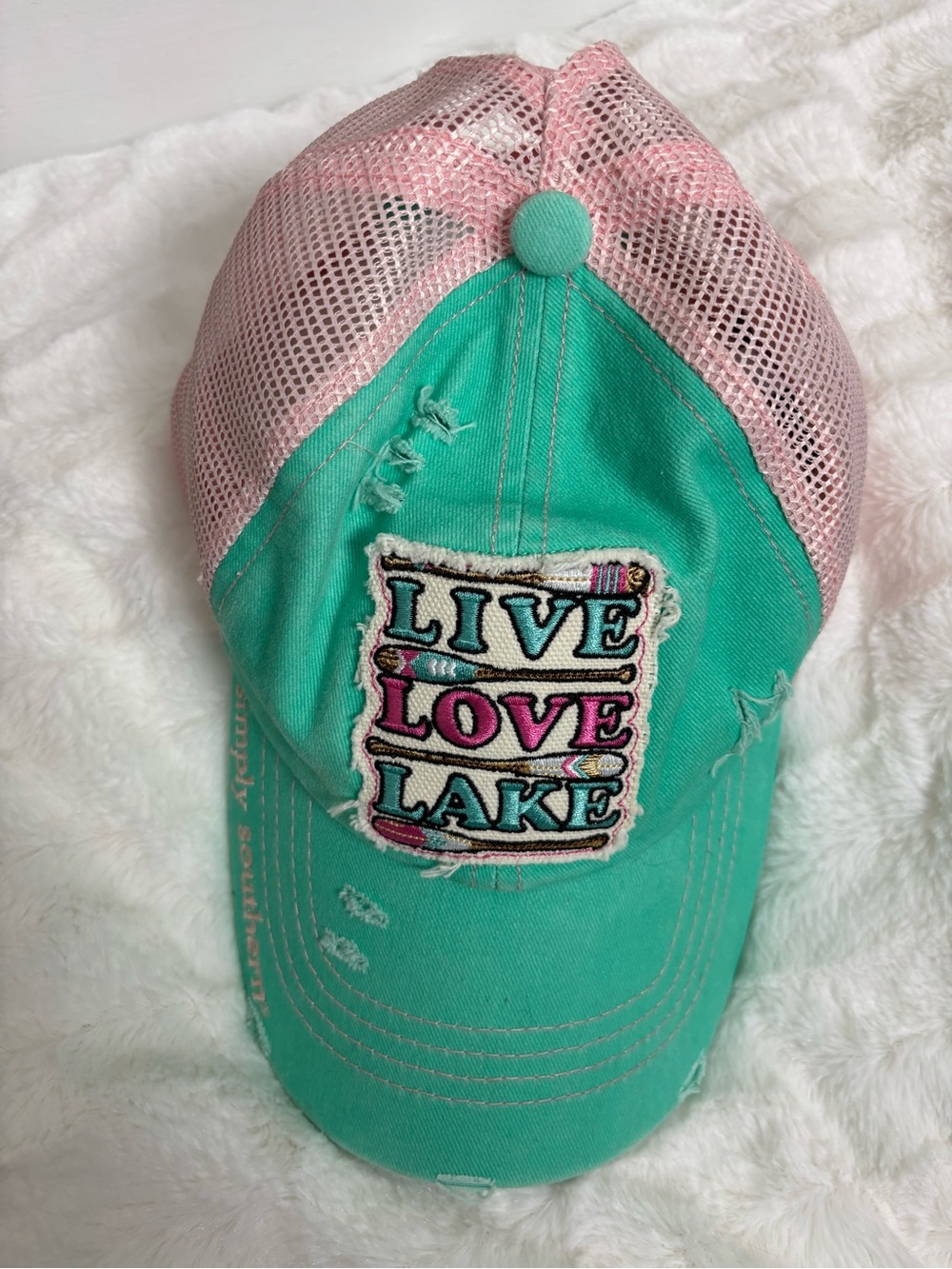 Live Love Lake Turquoise‎ & Pink Mesh Trucker Hat